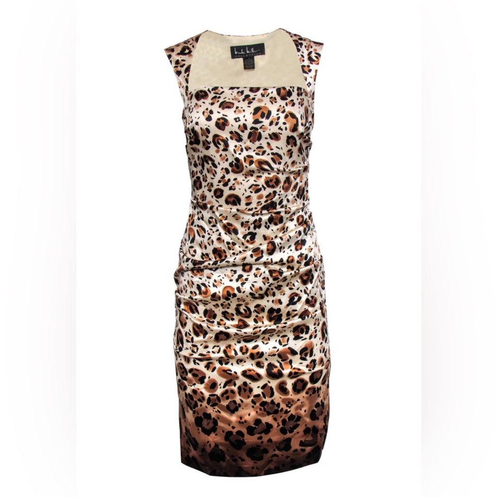Nicole Miller - Ombre Leopard Print Ruched Sheath Dress Sz 2